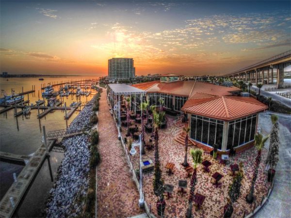 Cobalt restaurant at sunset overlooking the marina