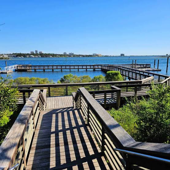 Boardwalk over the bay at Innerarity Point Park